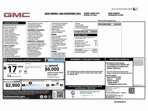Summit White 2026 GMC Sierra 1500 Elevation