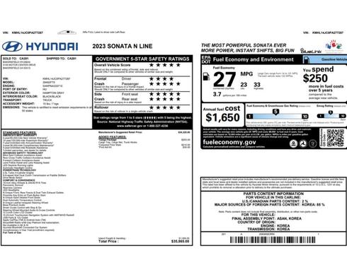Hampton Gray 2023 Hyundai SONATA N Line