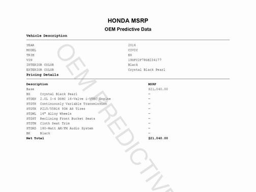 2016 Honda Civic EX