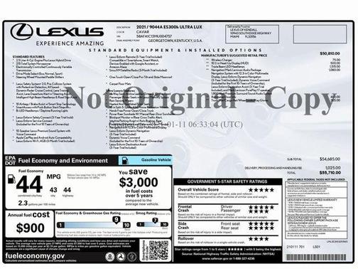 2021 Lexus ES 300h Ultra Luxury