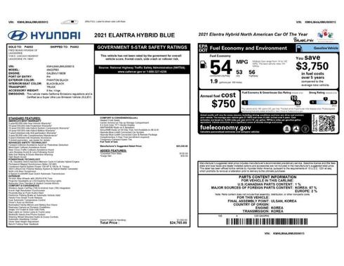Phantom Black 2021 Hyundai ELANTRA HEV Blue