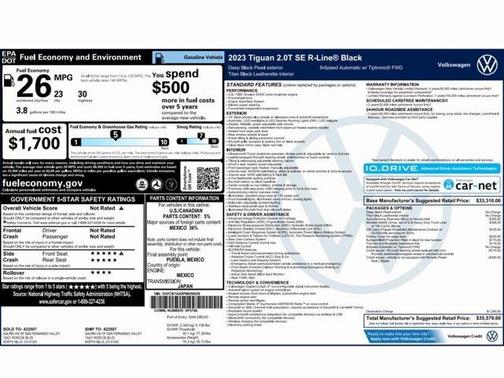 2023 Volkswagen Tiguan 2.0T SE R-Line Black