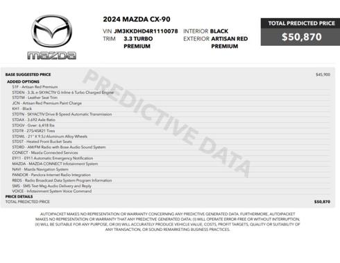 Artisan Red Metallic 2024 Mazda CX-90 Premium