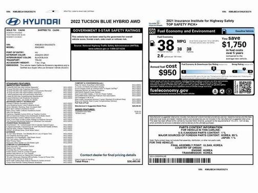 2022 Hyundai TUCSON Hybrid Blue
