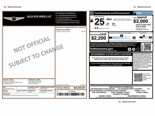 2023 Genesis G70 2.0T