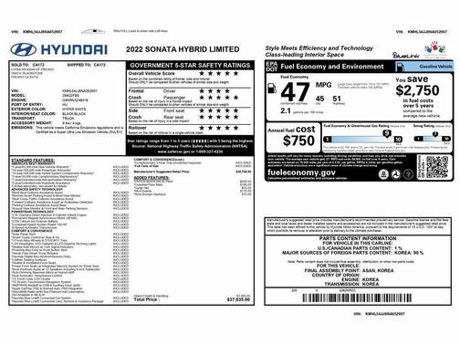 2022 Hyundai SONATA Hybrid Limited