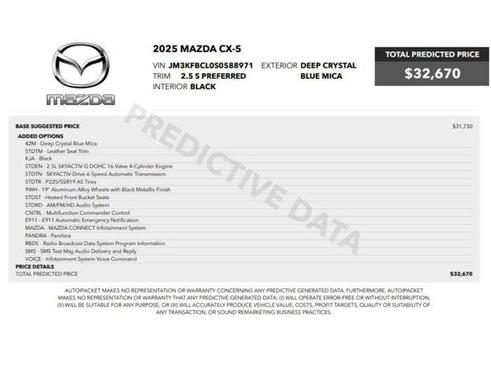Deep Crystal Blue Mica 2025 Mazda CX-5 2.5 S Preferred Package