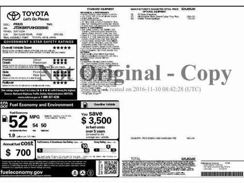 2017 Toyota Prius Two