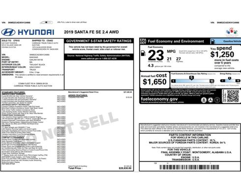 Twilight Black 2019 Hyundai SANTA FE 2.4 SE