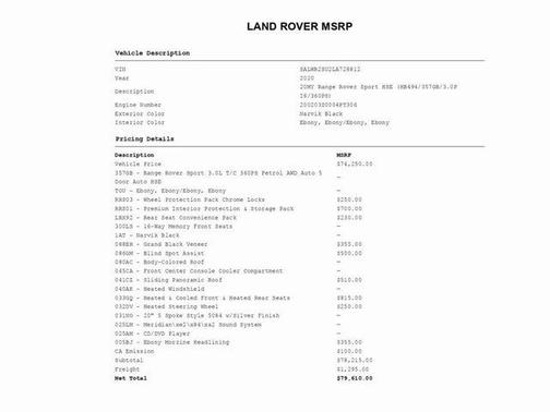 2020 Land Rover Range Rover Sport 3.0L Supercharged HSE