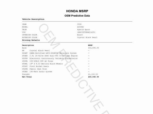 2024 Honda Accord Hybrid Sport