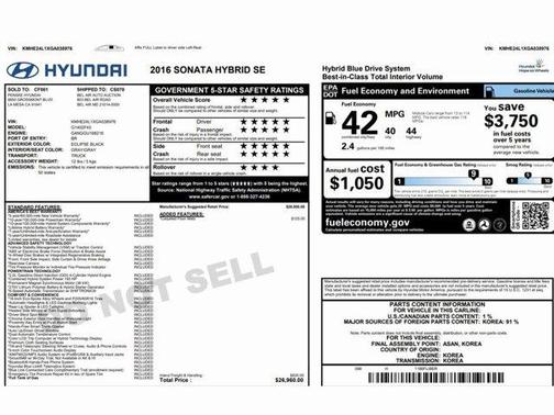 2016 Hyundai SONATA Hybrid SE
