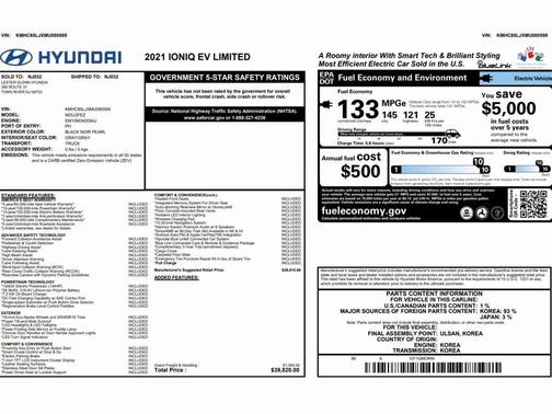 2021 Hyundai IONIQ EV Limited