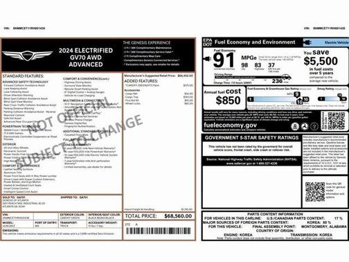 2024 Genesis Electrified GV70 Advanced