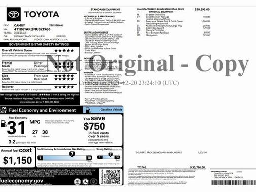 2022 Toyota Camry XSE