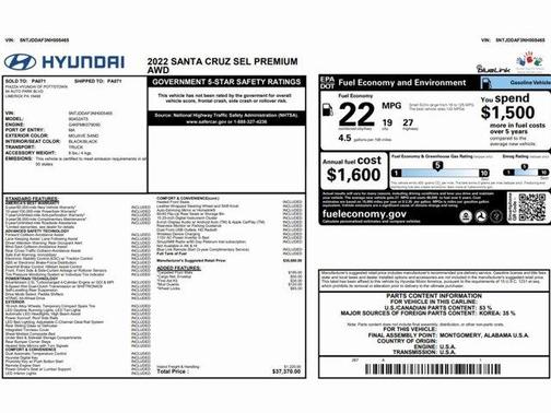 2022 Hyundai SANTA CRUZ 2.5T SEL Premium
