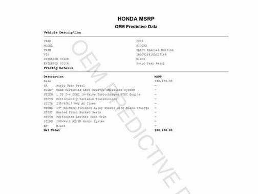 2022 Honda Accord Sport SE