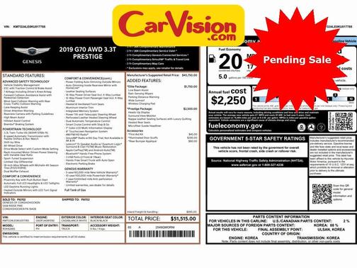 2019 Genesis G70 3.3T Advanced