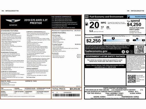 2019 Genesis G70 3.3T Advanced