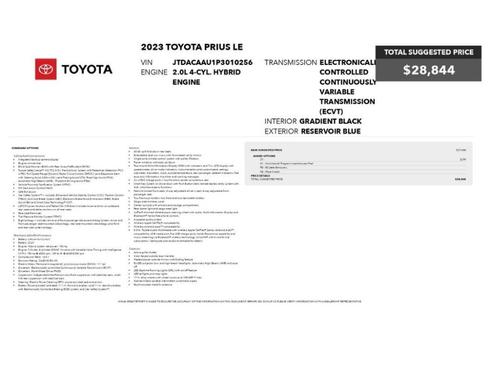 Blue 2023 Toyota Prius LE