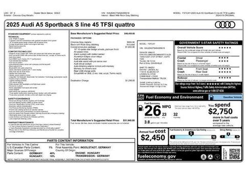 2025 Audi A5 Sportback 45 S line quattro Premium