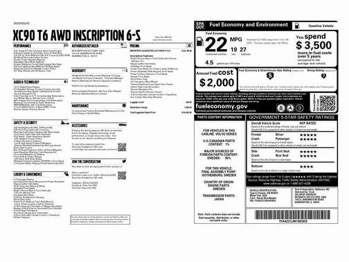 2022 Volvo XC90 T6 Inscription 6 Passenger