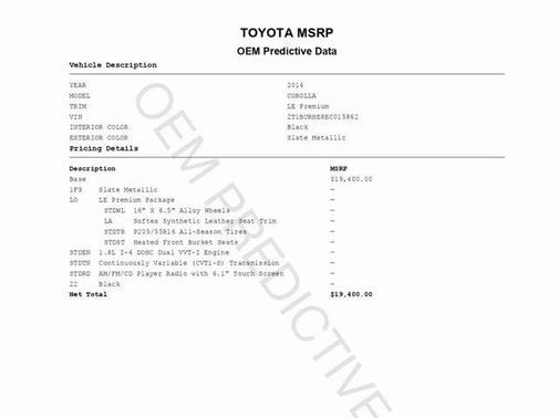 2014 Toyota Corolla LE Premium
