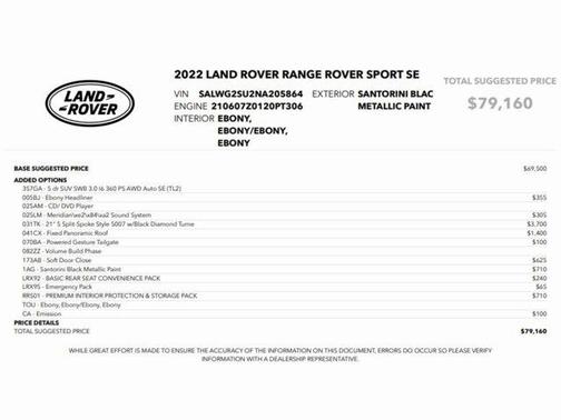 2022 Land Rover Range Rover Sport SE MHEV