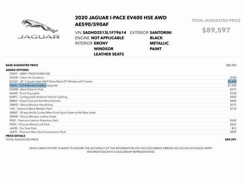 2020 Jaguar I-PACE EV400 HSE