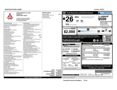 Graphite Gray 2025 Mitsubishi Outlander SE