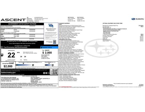 Crystal Black Silica 2023 Subaru Ascent Premium 7-Passenger