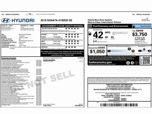 2016 Hyundai SONATA Hybrid SE