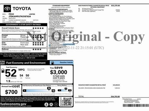 2022 Toyota Prius Limited