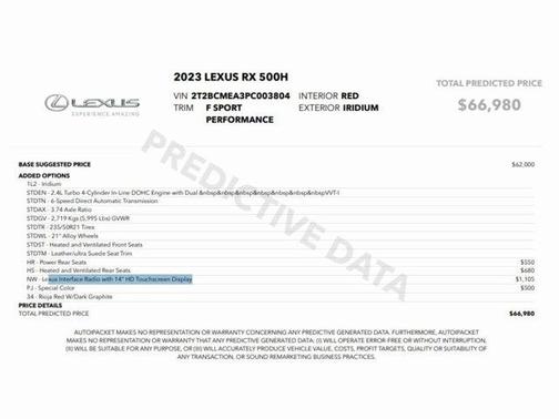 2023 Lexus RX 500h F SPORT PERFORMANCE