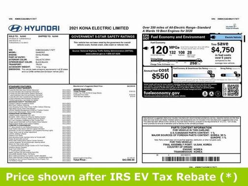 2021 Hyundai KONA EV Limited