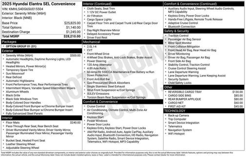 Serenity White 2025 Hyundai ELANTRA SEL