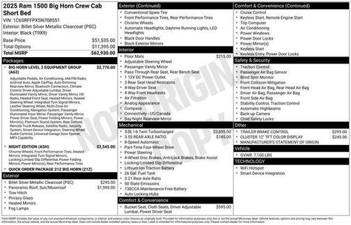 2025 RAM 1500 Big Horn/Lone Star