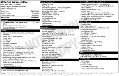 Hydro Blue Pearlcoat 2026 Jeep Compass Latitude