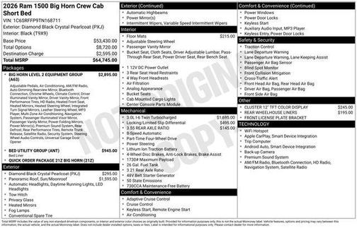 2026 RAM 1500 Big Horn/Lone Star