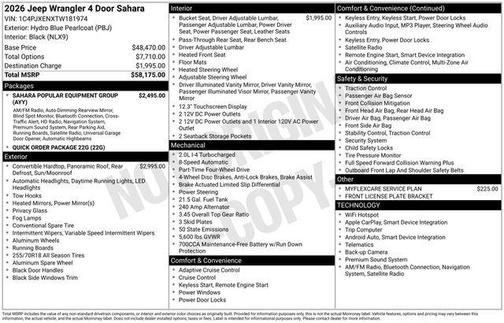 Hydro Blue Pearlcoat 2026 Jeep Wrangler Sahara