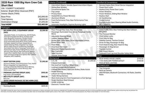 2020 RAM 1500 Big Horn