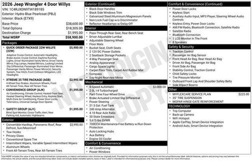 Hydro Blue Pearl 2026 Jeep Wrangler Sport