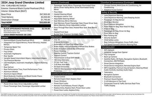 Diamond Black 2024 Jeep Grand Cherokee Limited