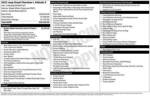 Bright White Clearcoat 2023 Jeep Grand Cherokee L Laredo