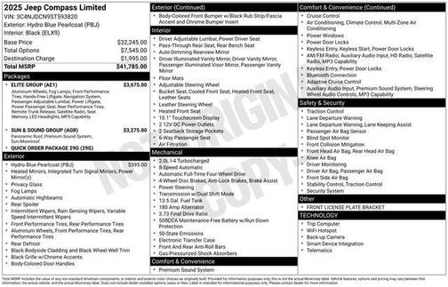 Hydro Blue Pearlcoat 2025 Jeep Compass Limited