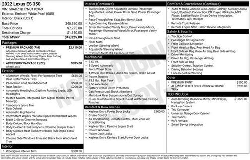 2022 Lexus ES 350 Base
