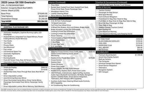 INCOGNITO 2025 Lexus GX 550 550 OVERTRAIL+