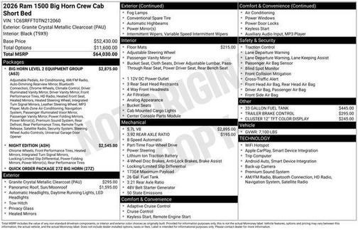 2026 RAM 1500 Big Horn/Lone Star
