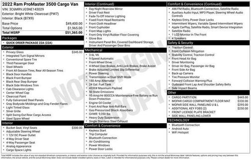 2022 RAM ProMaster 3500 High Roof