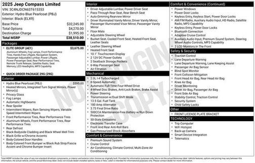 Hydro Blue Pearlcoat 2025 Jeep Compass Limited